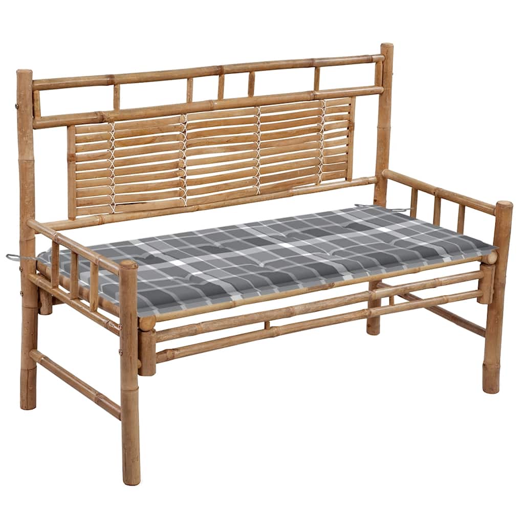 Tuinbank met kussen 120 cm bamboe – afbeelding 1