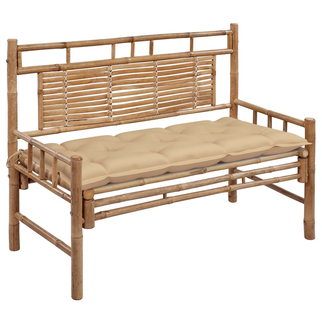Tuinbank met kussen 120 cm bamboe