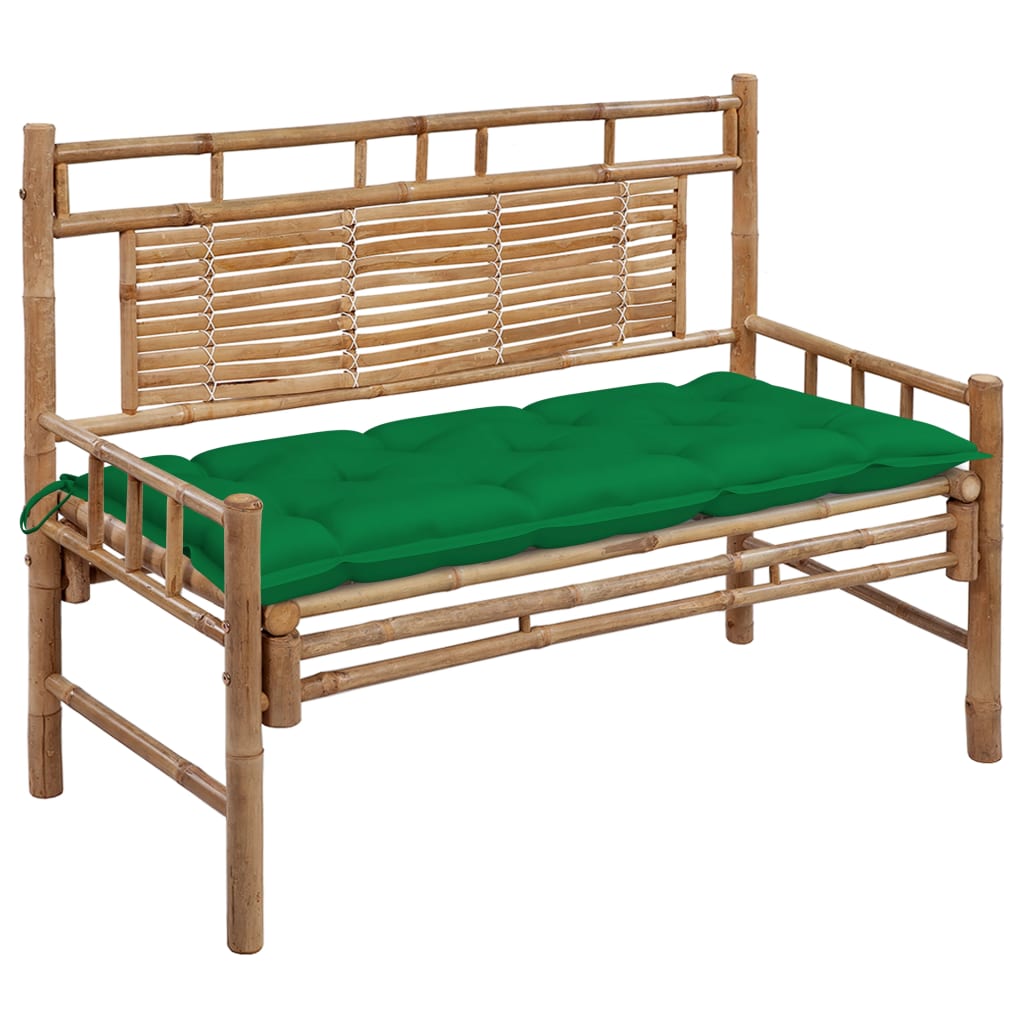 Tuinbank met kussen 120 cm bamboe – afbeelding 1