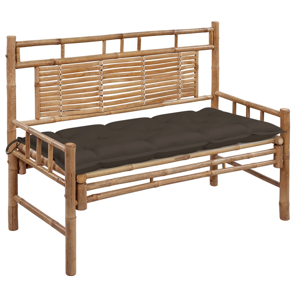 Tuinbank met kussen 120 cm bamboe – afbeelding 1