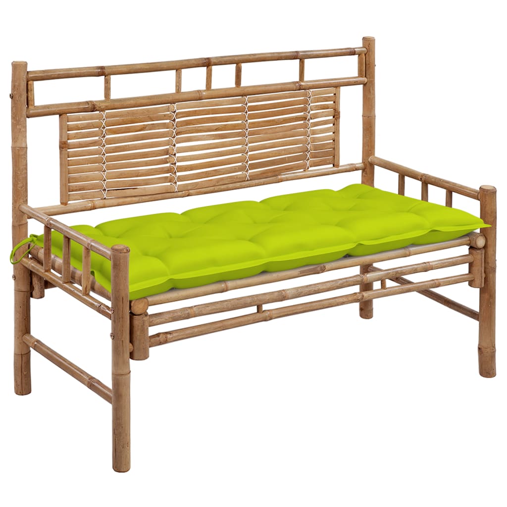 Tuinbank met kussen 120 cm bamboe – afbeelding 1