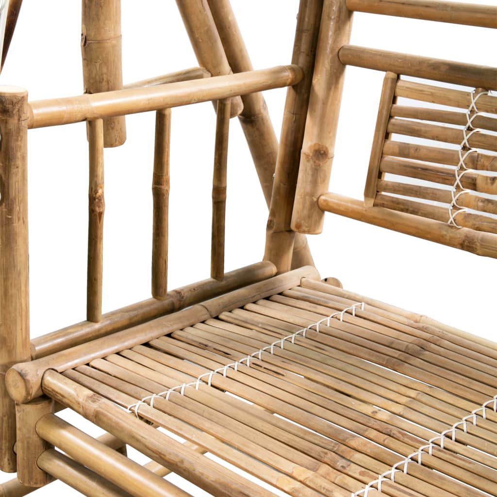 Schommelbank 2-zits met palmbladeren en kussen 202 cm bamboe – afbeelding 5