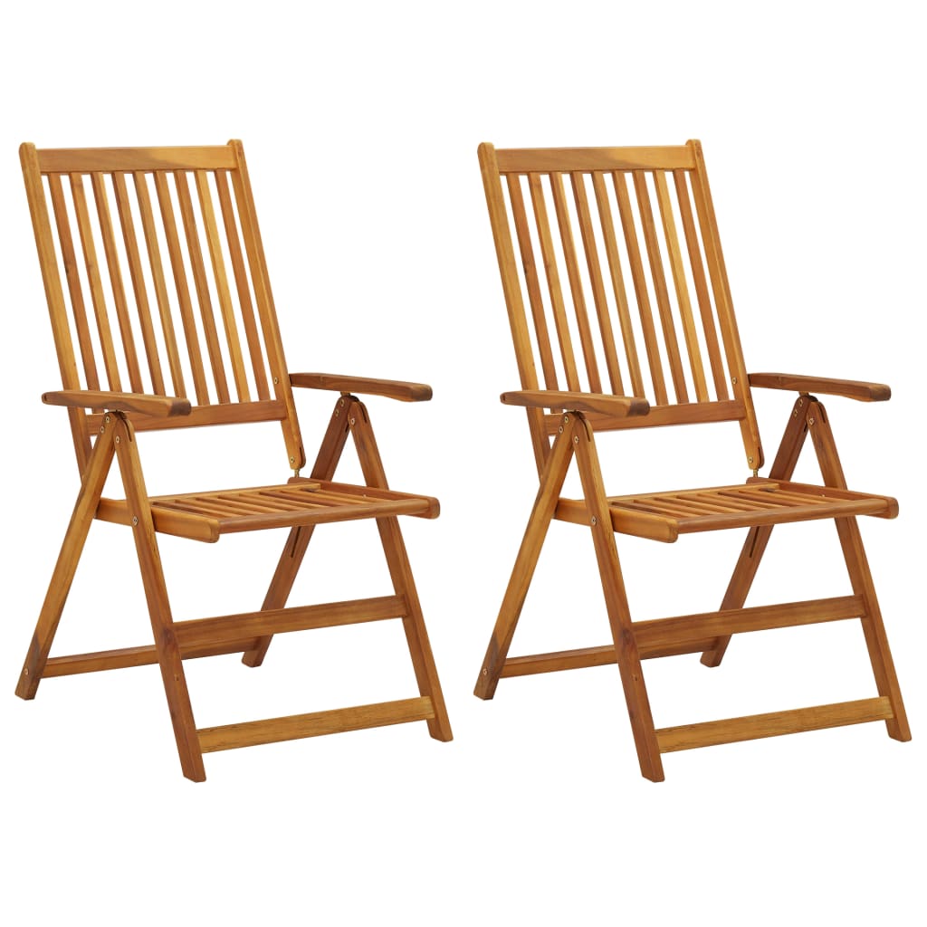 Tuinstoelen 2 st verstelbaar met kussens massief acaciahout – afbeelding 2