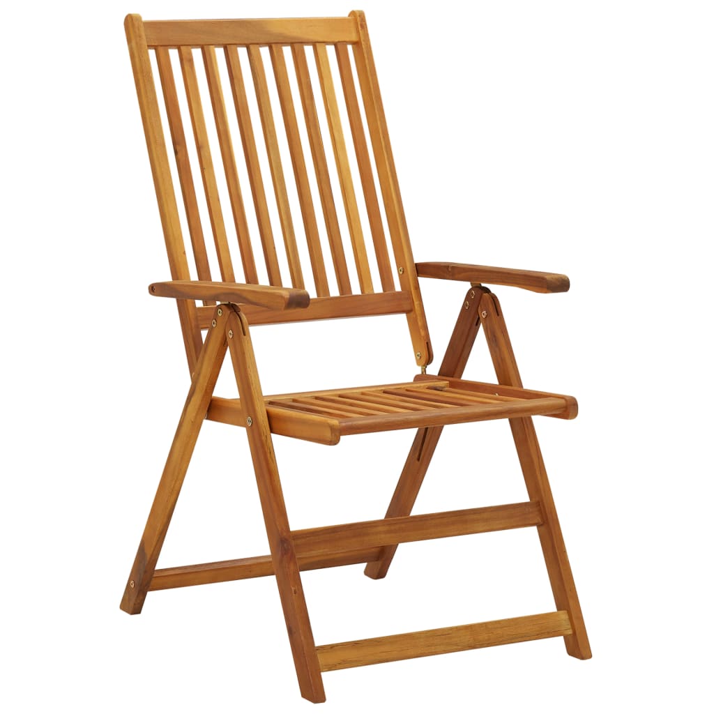 Tuinstoelen 2 st verstelbaar met kussens massief acaciahout – afbeelding 3