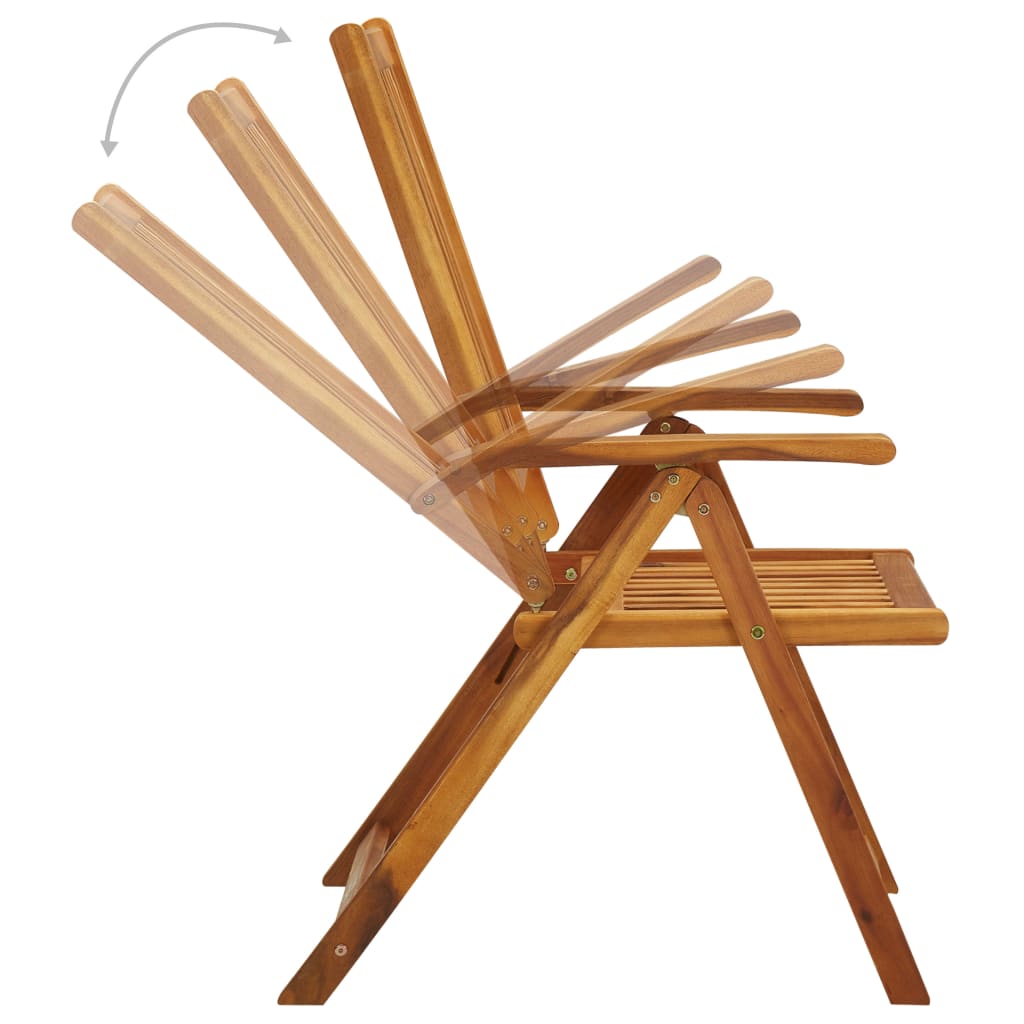 Tuinstoelen 2 st verstelbaar met kussens massief acaciahout – afbeelding 5