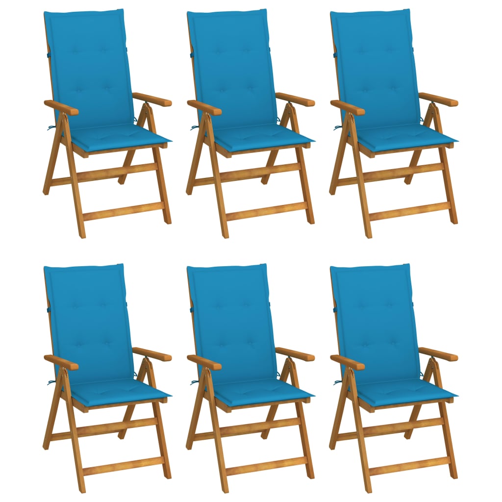 Tuinstoelen 6 st inklapbaar met kussens massief acaciahout – afbeelding 1