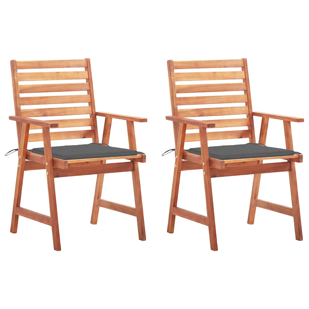 Tuinstoelen 2 st met kussens massief acaciahout – afbeelding 1