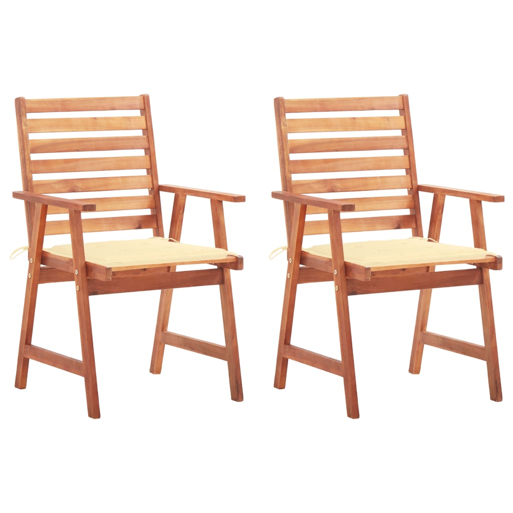 Tuinstoelen 2 st met kussens massief acaciahout