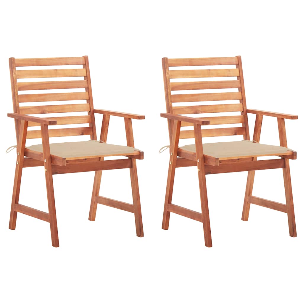 Tuinstoelen 2 st met kussens massief acaciahout – afbeelding 1