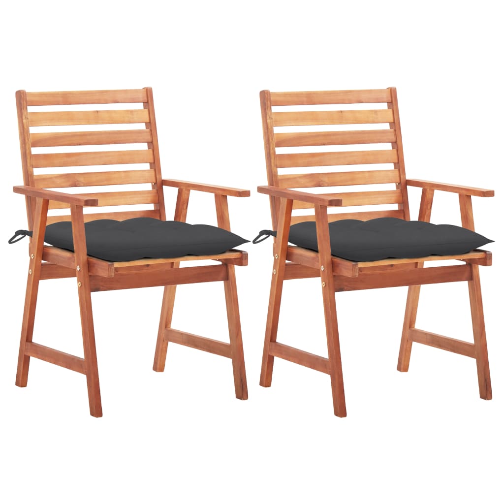 Tuinstoelen 2 st met kussens massief acaciahout – afbeelding 1