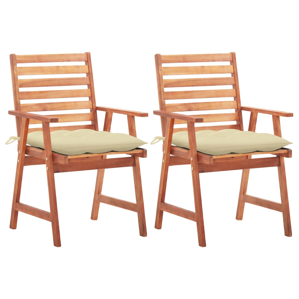 Tuinstoelen 2 st met kussens massief acaciahout – afbeelding 1