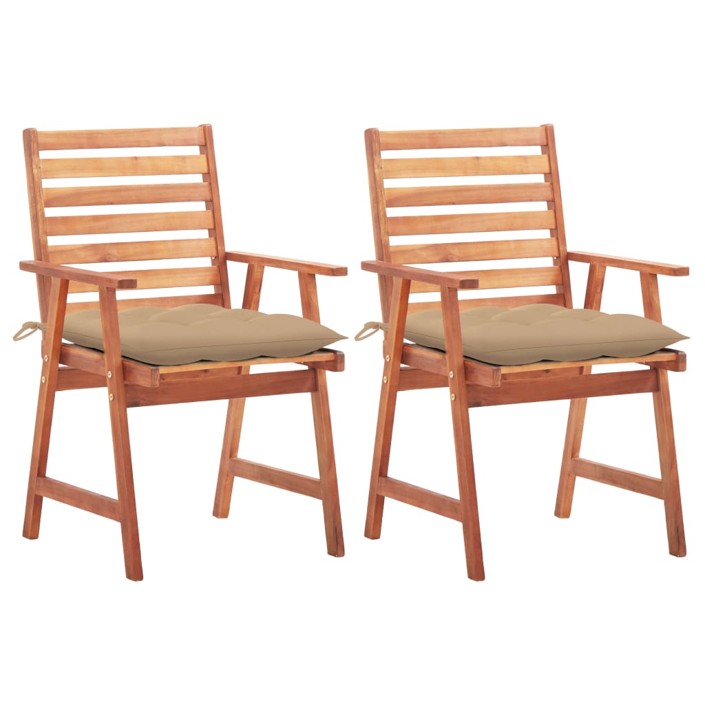 Tuinstoelen 2 st met kussens massief acaciahout – afbeelding 1