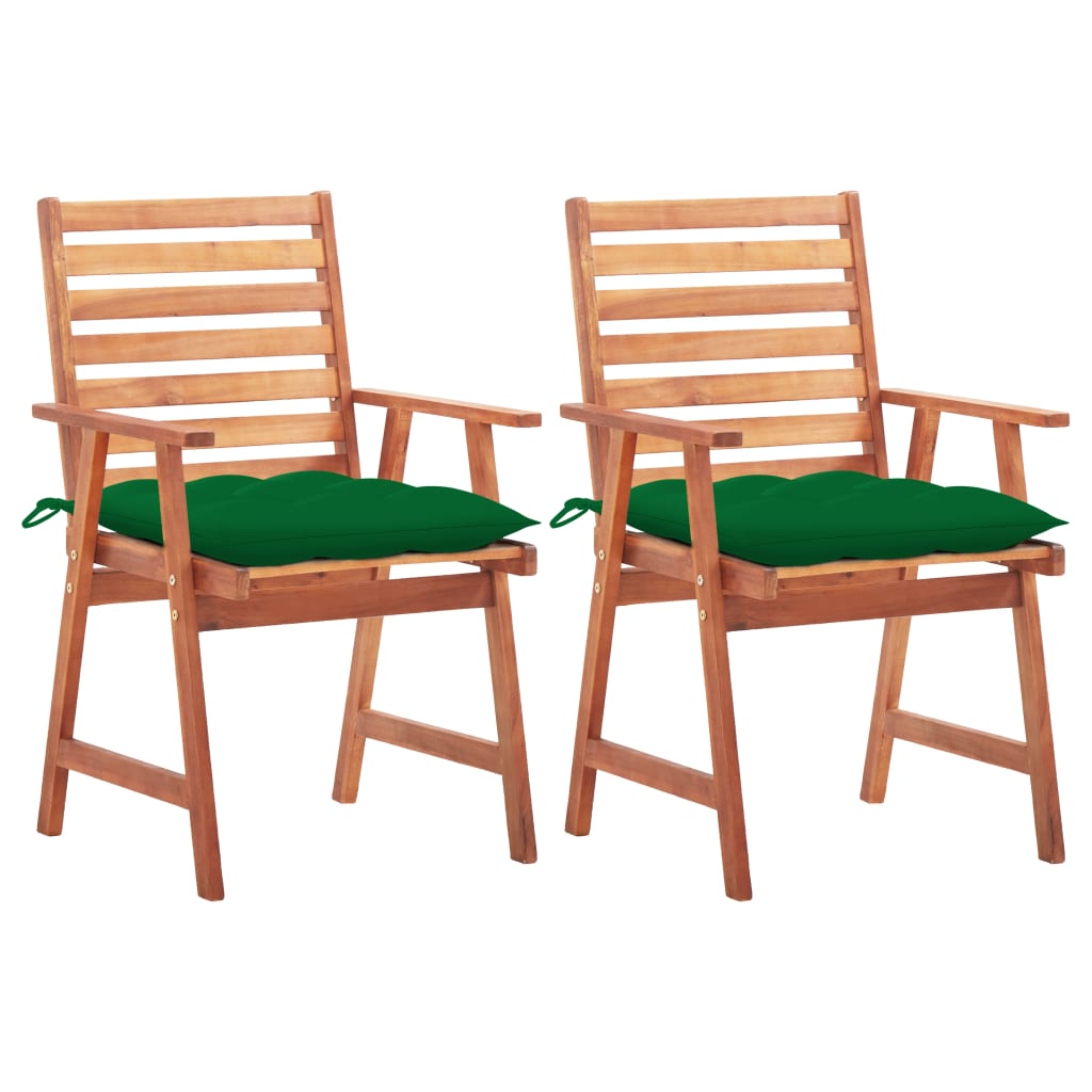 Tuinstoelen 2 st met kussens massief acaciahout – afbeelding 1