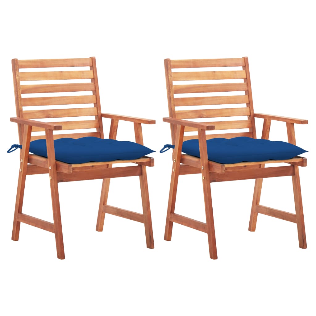 Tuinstoelen 2 st met kussens massief acaciahout – afbeelding 1