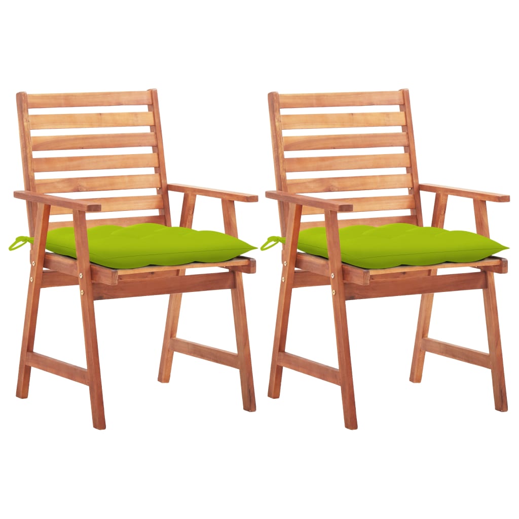 Tuinstoelen 2 st met kussens massief acaciahout – afbeelding 1