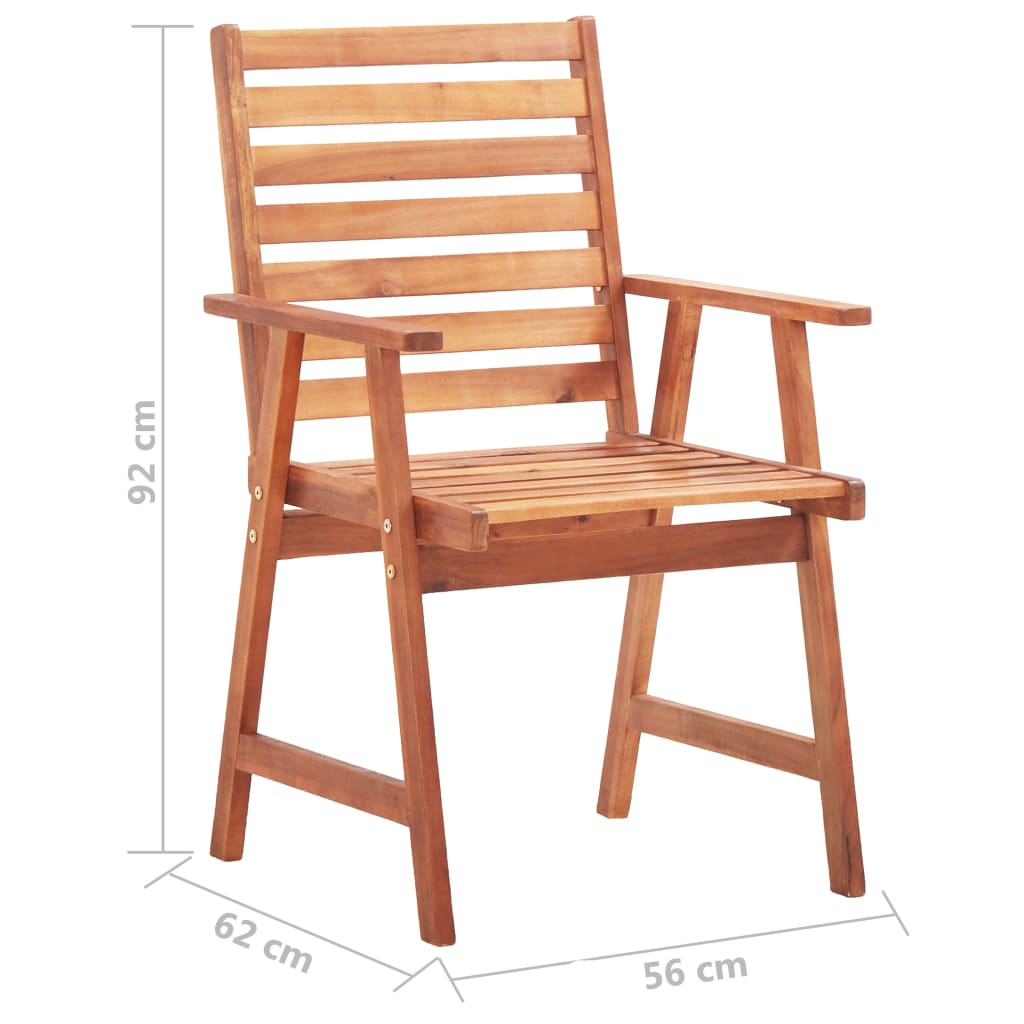 Tuinstoelen 3 st met kussens massief acaciahout – afbeelding 10