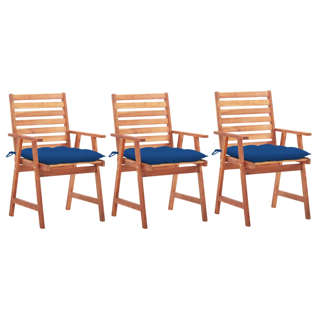 Tuinstoelen 3 st met kussens massief acaciahout – afbeelding 1
