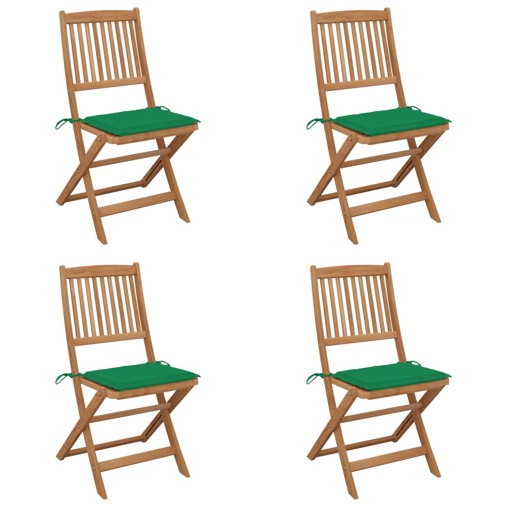 Tuinstoelen 4 st inklapbaar met kussens massief acaciahout