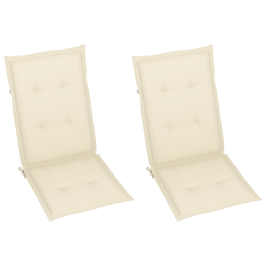 Tuinstoelen 2 st verstelbaar met kussens massief acaciahout – afbeelding 6