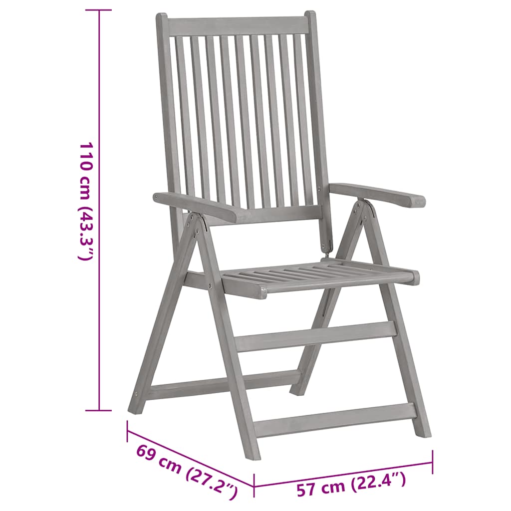 Tuinstoelen 2 st verstelbaar met kussens massief acaciahout – afbeelding 10