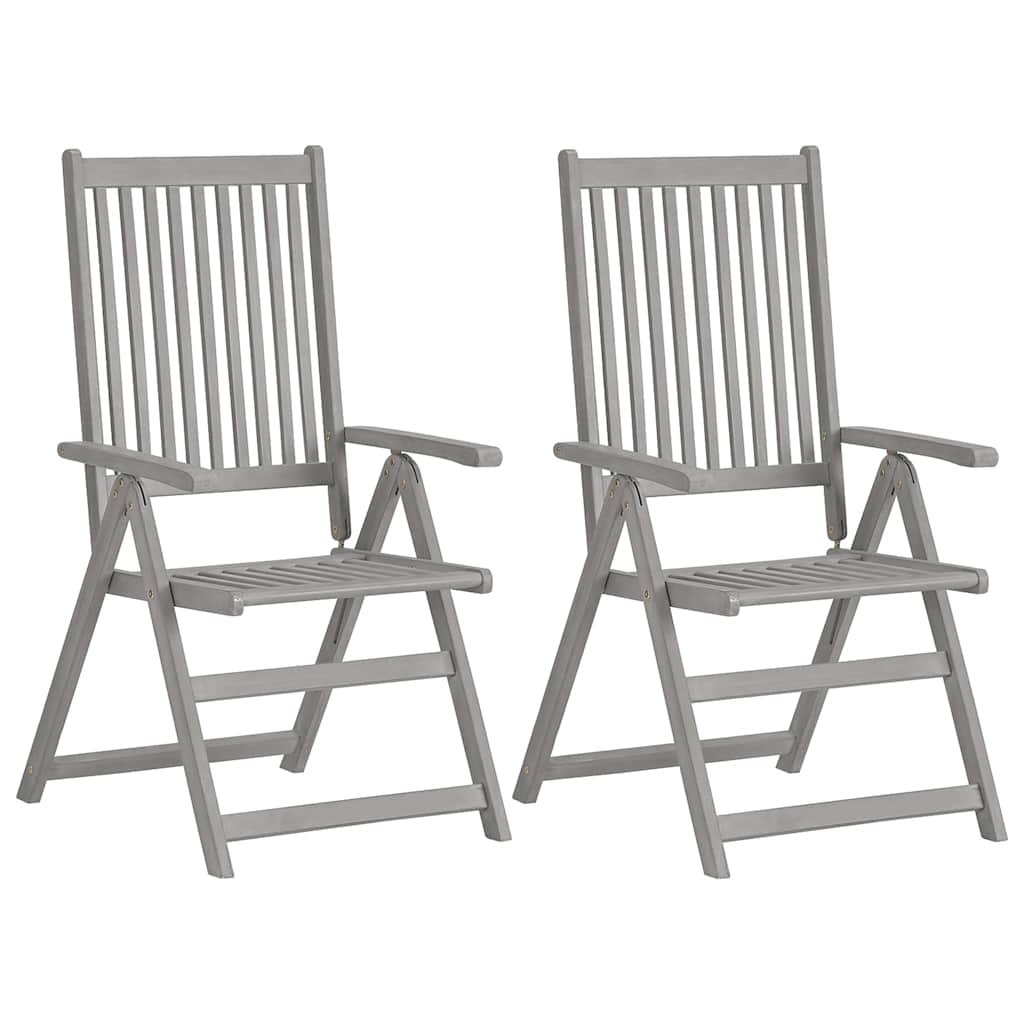 Tuinstoelen 2 st verstelbaar met kussens massief acaciahout – afbeelding 2