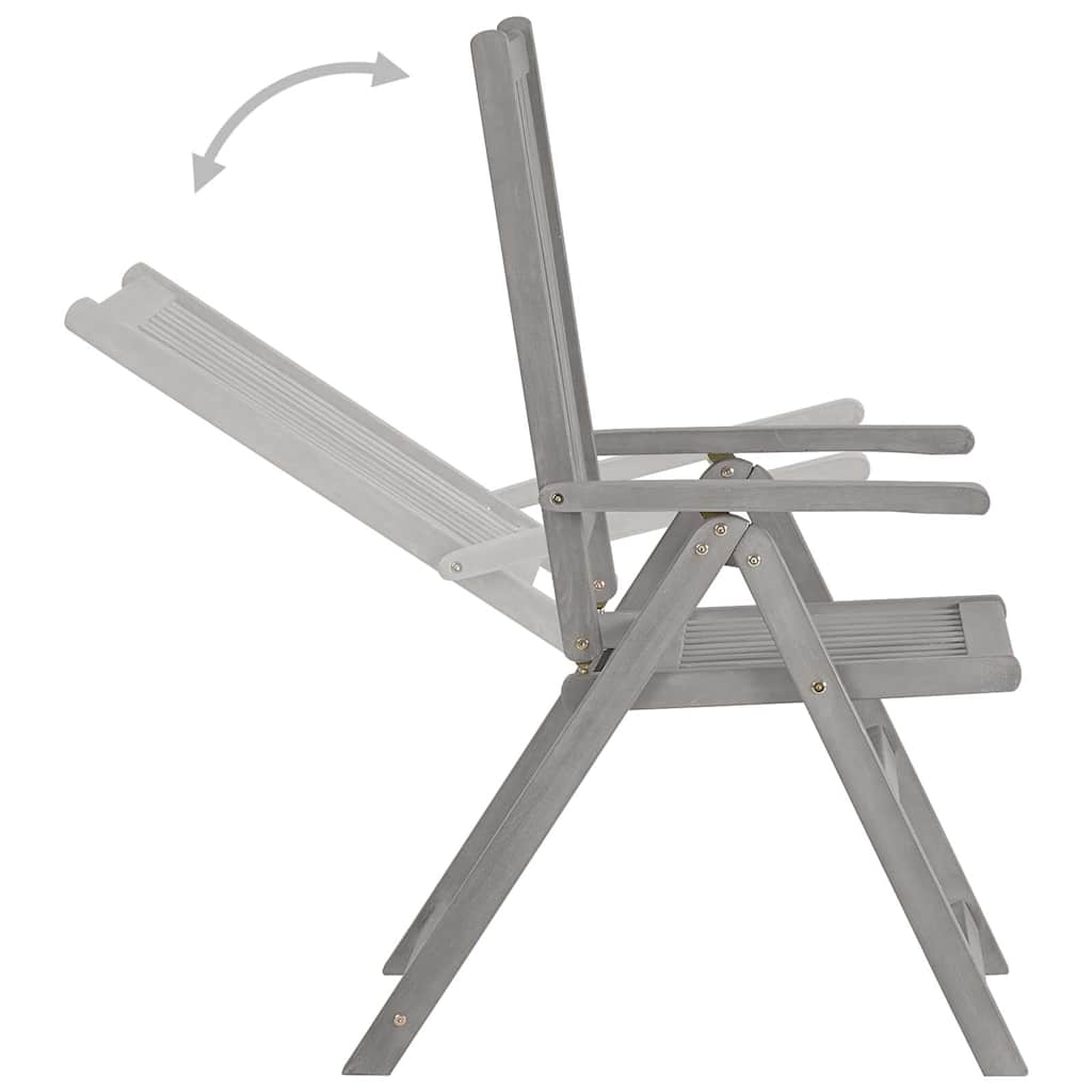 Tuinstoelen 2 st verstelbaar met kussens massief acaciahout – afbeelding 5