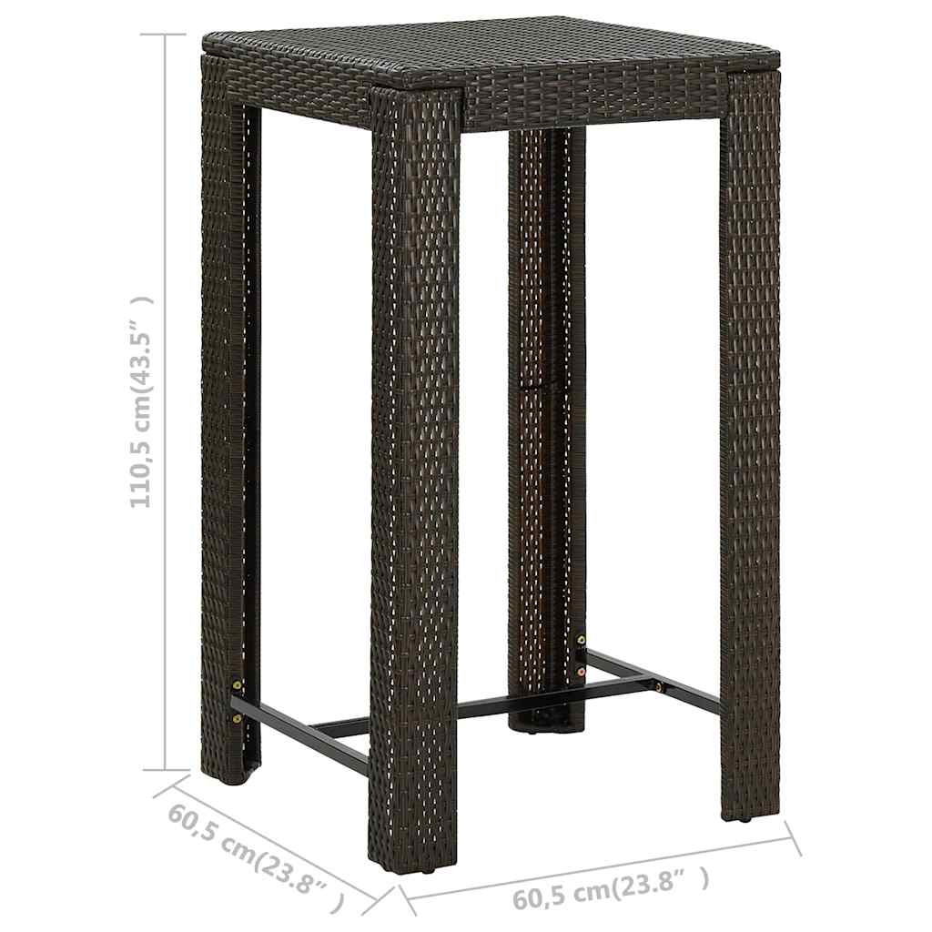 5-delige Tuinbarset met armleuningen poly rattan bruin – afbeelding 10