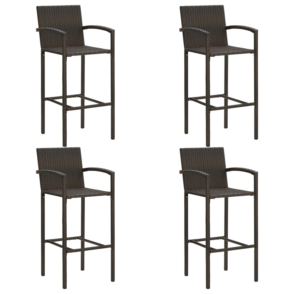 5-delige Tuinbarset met armleuningen poly rattan bruin – afbeelding 3