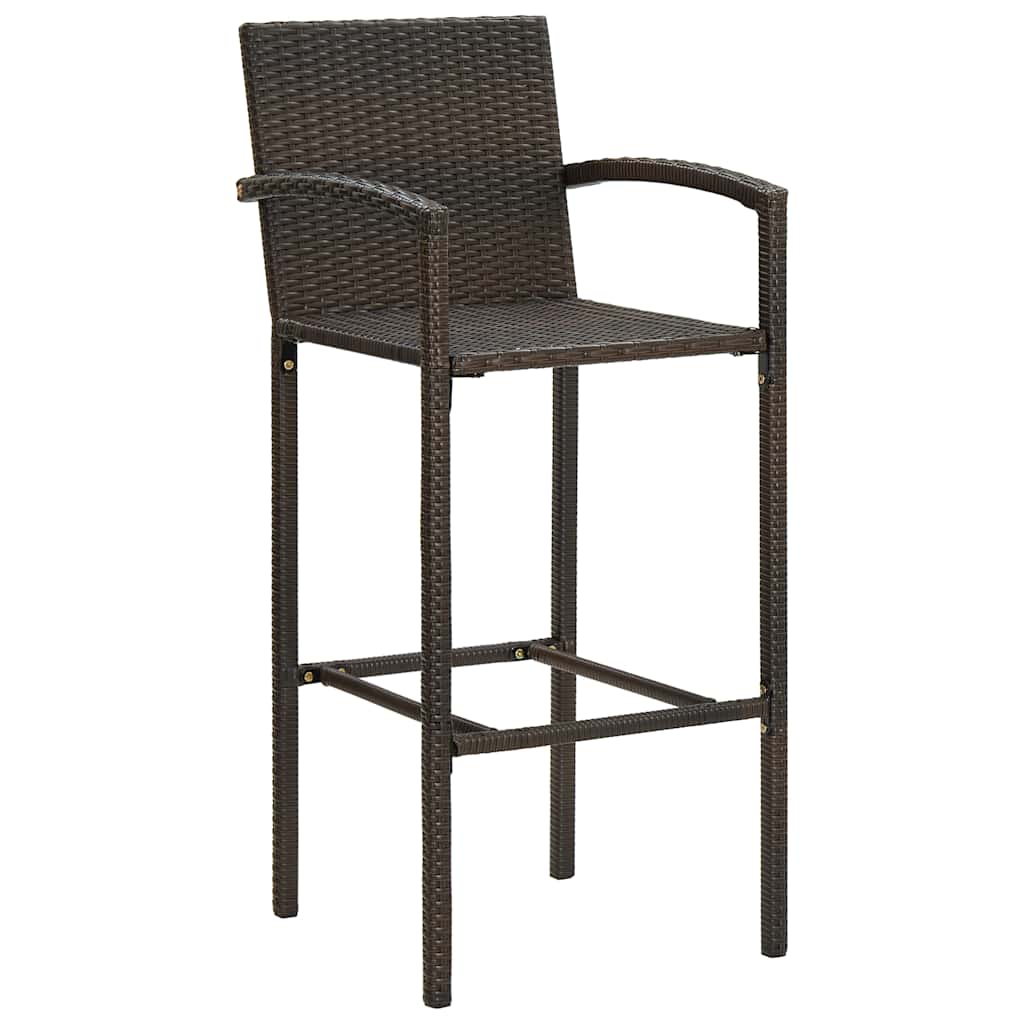 5-delige Tuinbarset met armleuningen poly rattan bruin – afbeelding 4