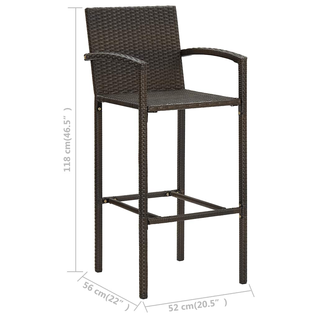 5-delige Tuinbarset met armleuningen poly rattan bruin – afbeelding 11