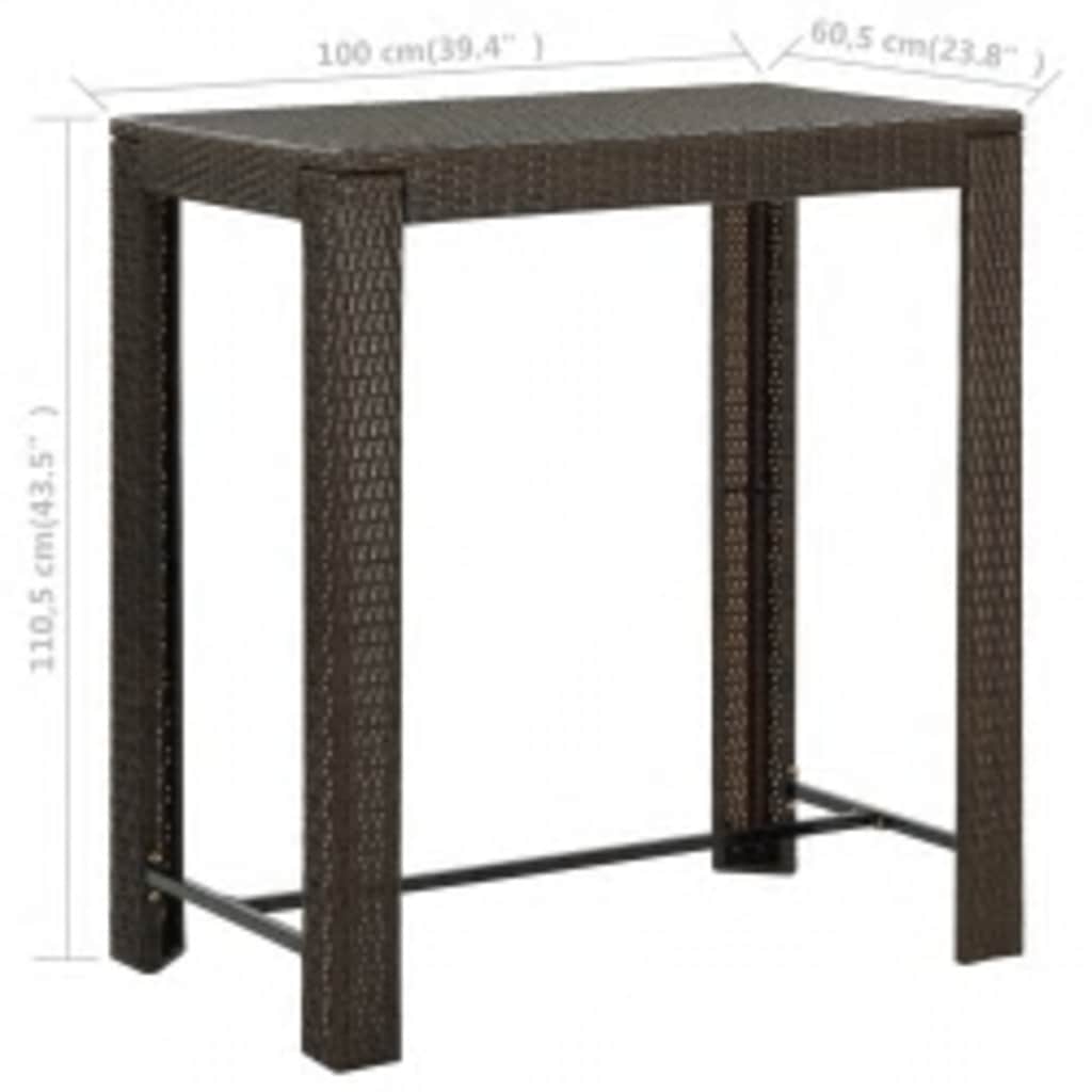 5-delige Tuinbarset met armleuningen poly rattan bruin – afbeelding 12