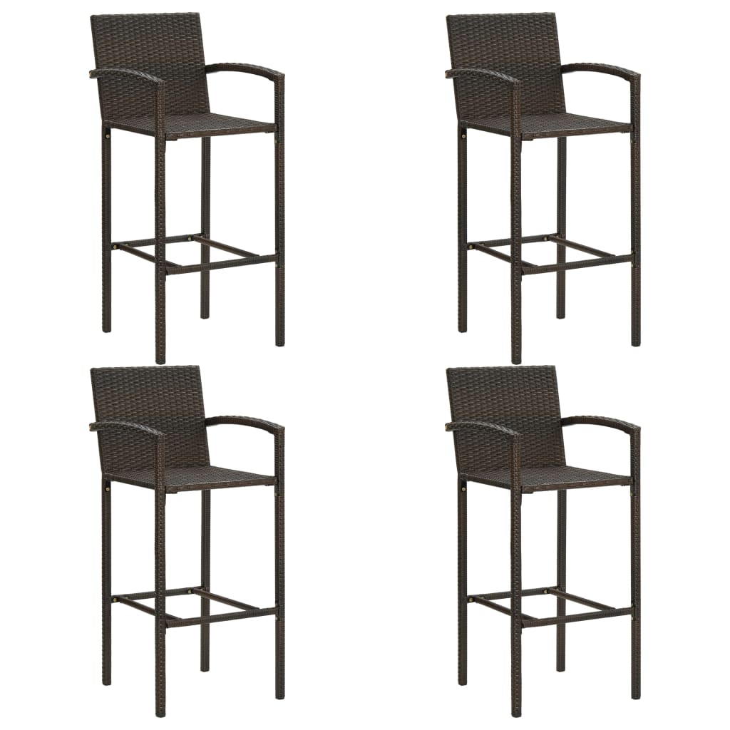 5-delige Tuinbarset met armleuningen poly rattan bruin – afbeelding 3