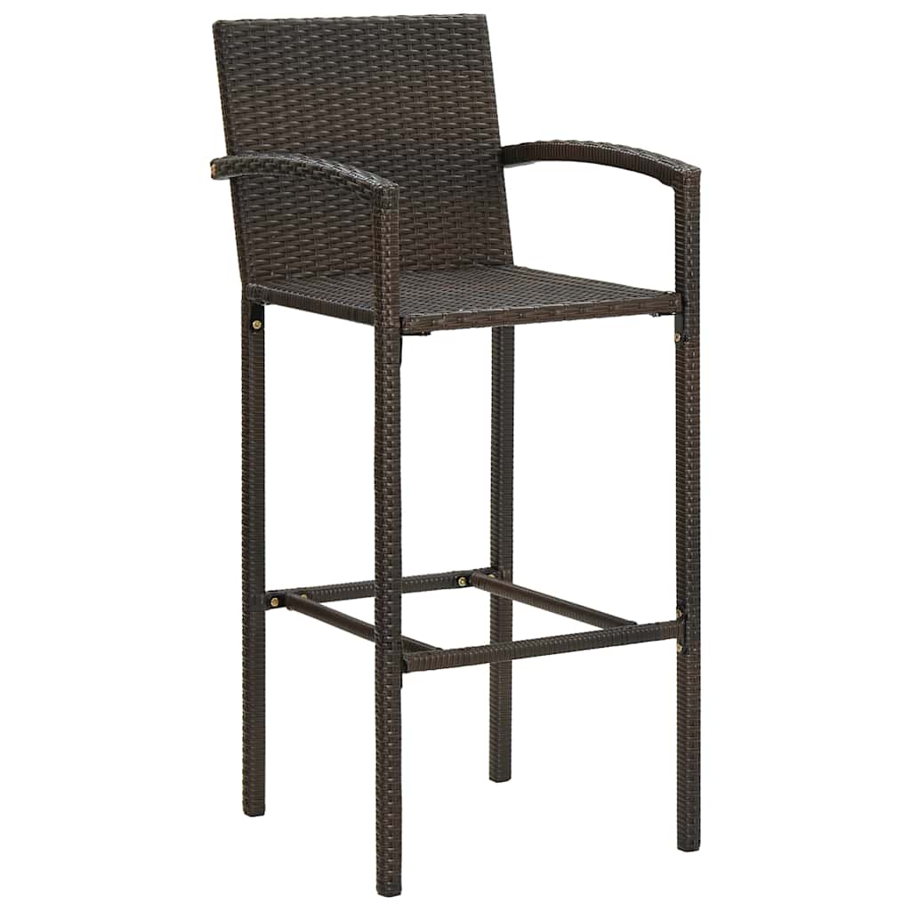 5-delige Tuinbarset met armleuningen poly rattan bruin – afbeelding 4