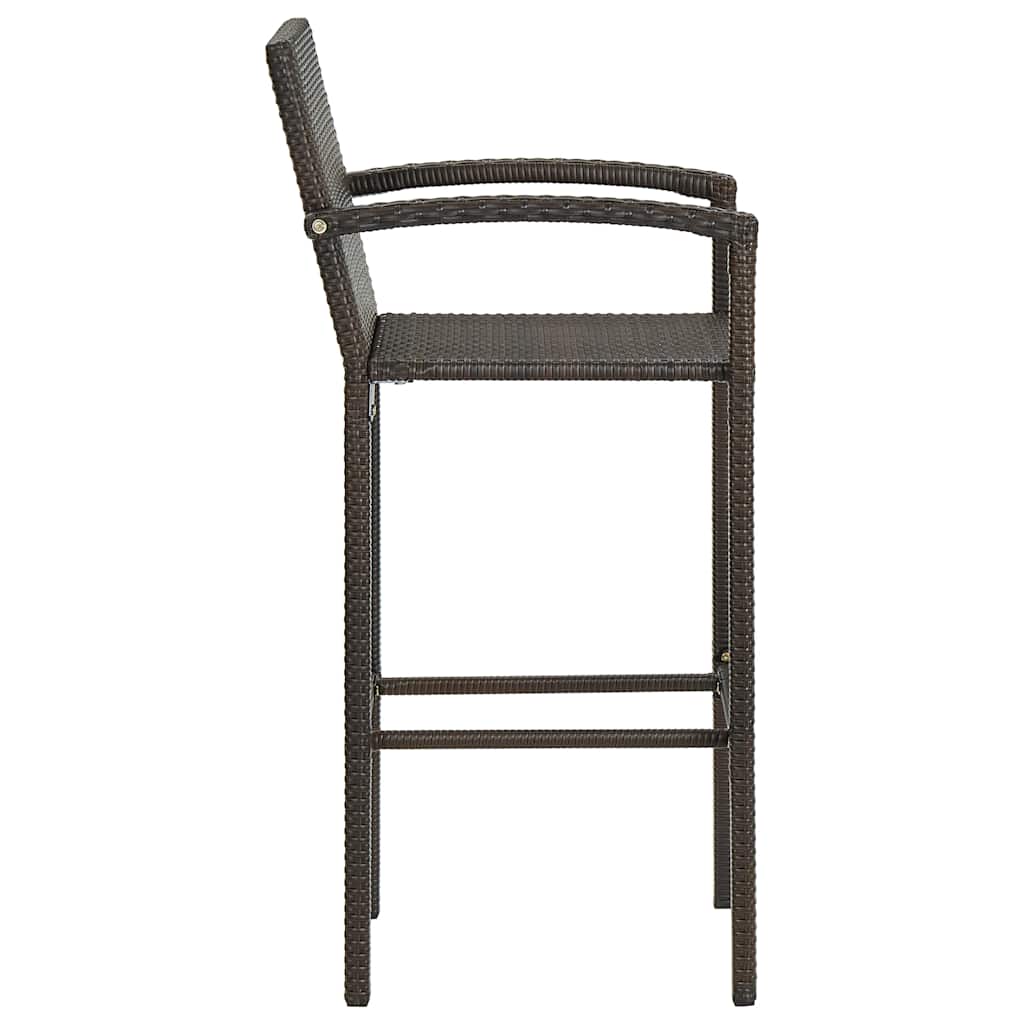5-delige Tuinbarset met armleuningen poly rattan bruin – afbeelding 6