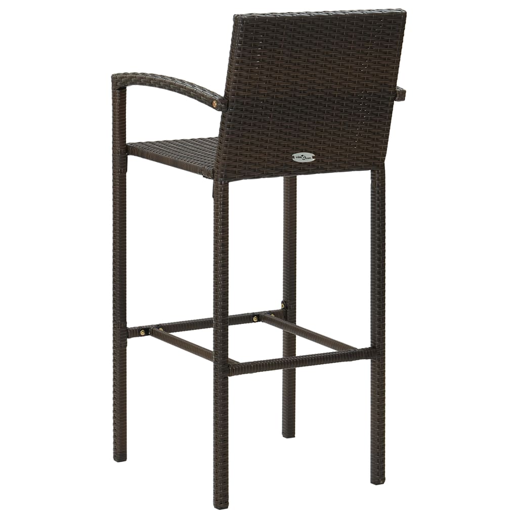 5-delige Tuinbarset met armleuningen poly rattan bruin – afbeelding 7