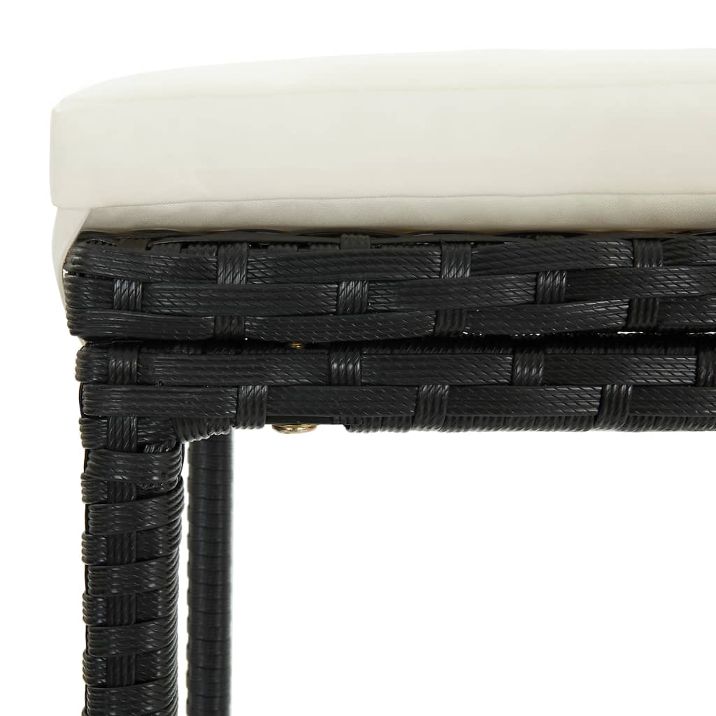 7-delige Tuinbarset met kussens poly rattan zwart – afbeelding 10