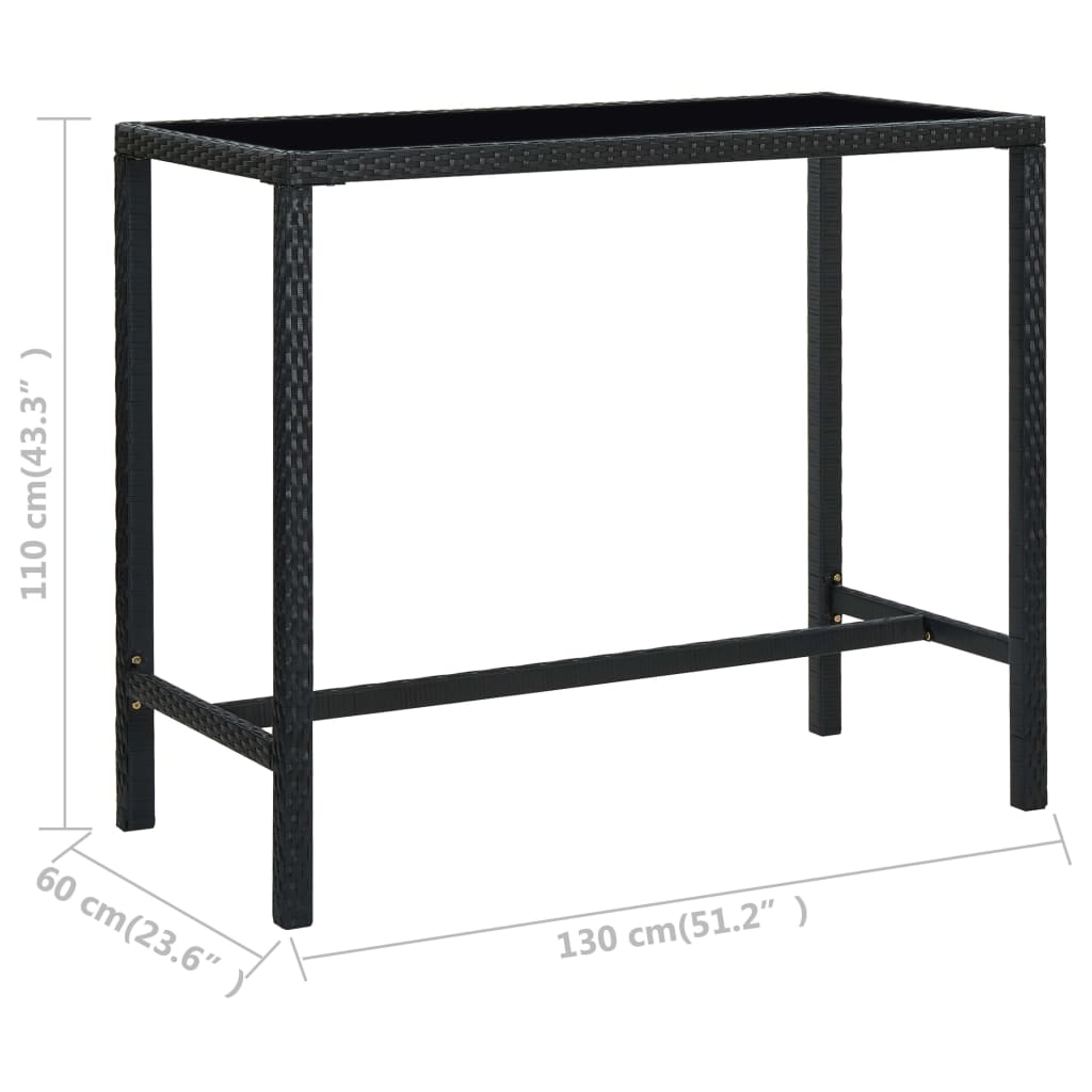 7-delige Tuinbarset met kussens poly rattan zwart – afbeelding 11
