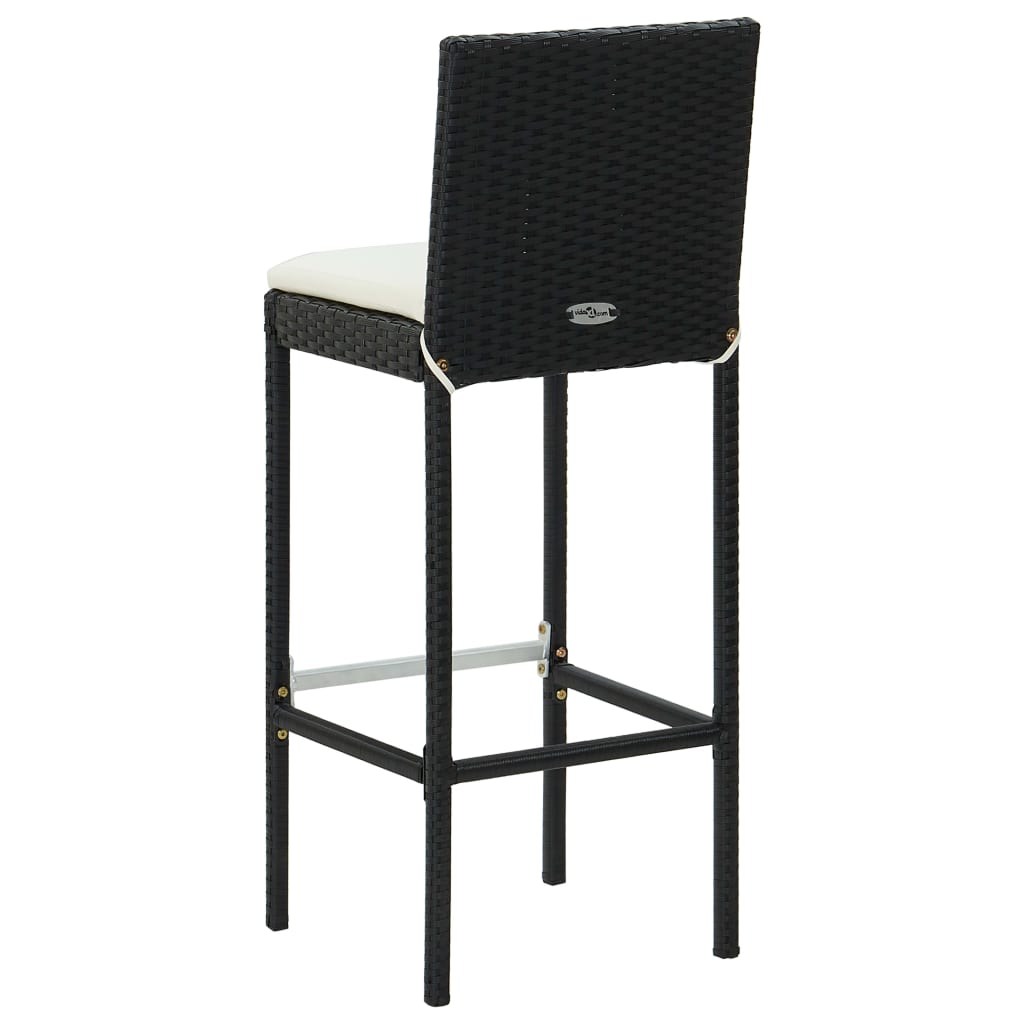 5-delige Tuinbarset met kussens poly rattan zwart – afbeelding 10