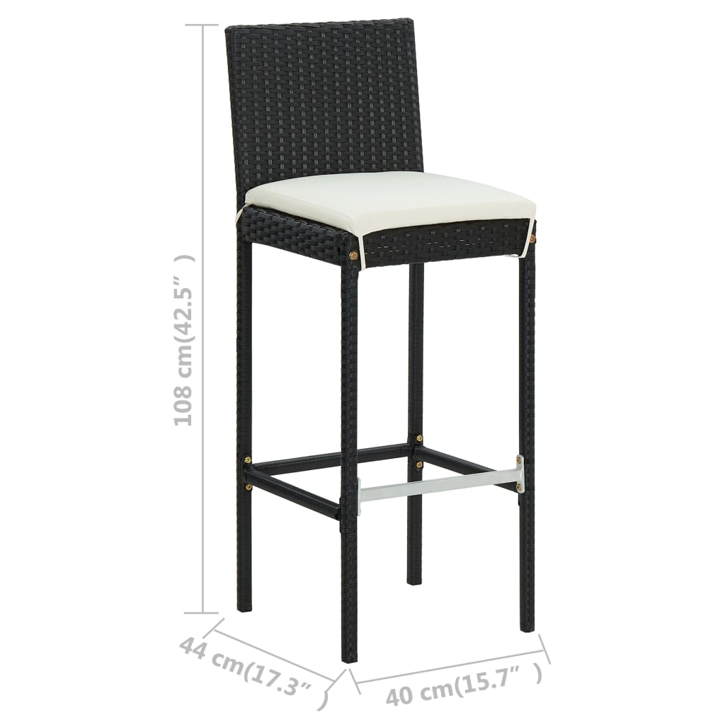 5-delige Tuinbarset met kussens poly rattan zwart – afbeelding 12