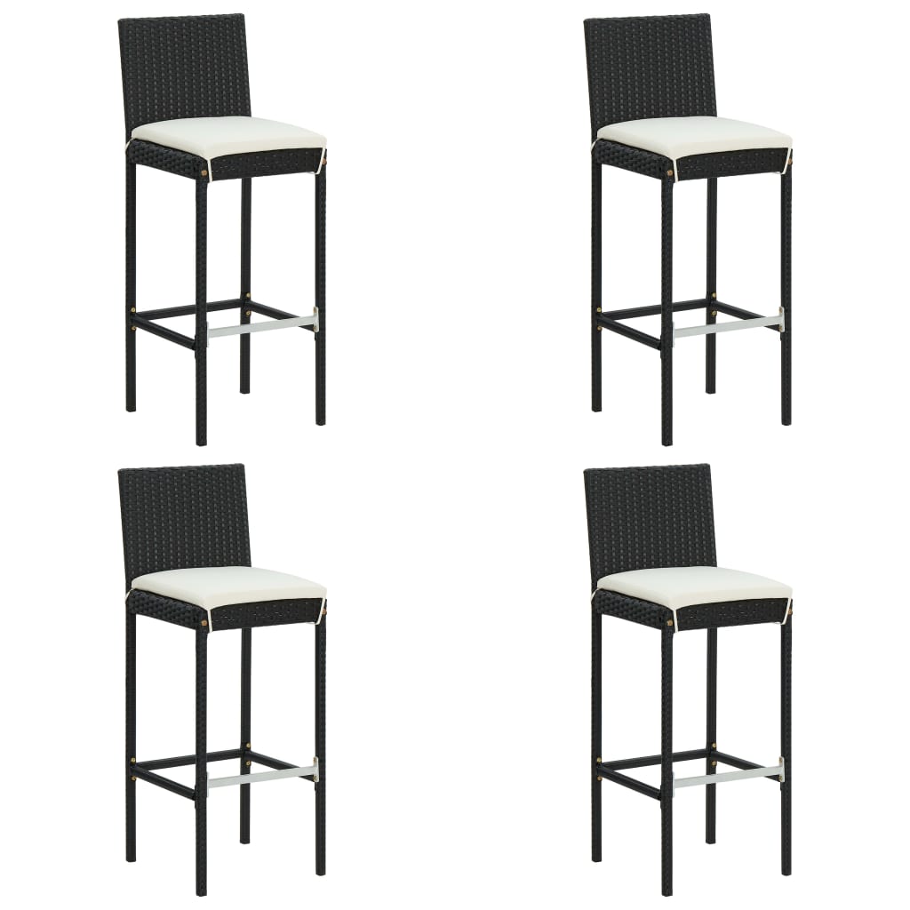 5-delige Tuinbarset met kussens poly rattan zwart – afbeelding 6