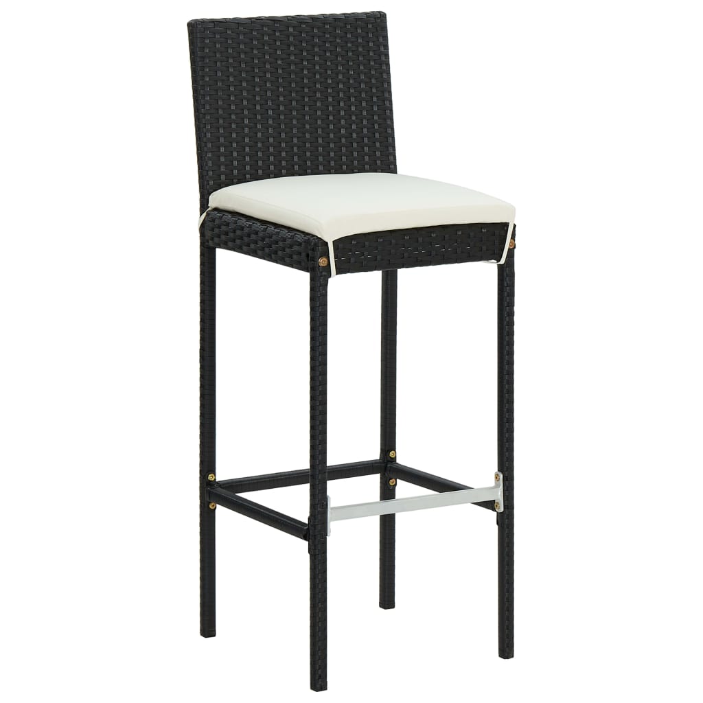 5-delige Tuinbarset met kussens poly rattan zwart – afbeelding 7