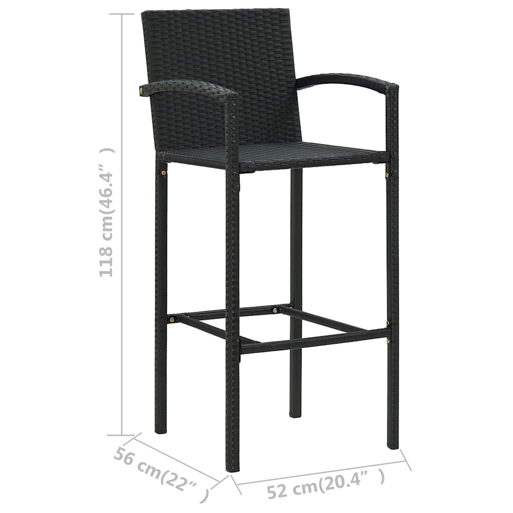 5-delige Tuinbarset poly rattan zwart – afbeelding 12