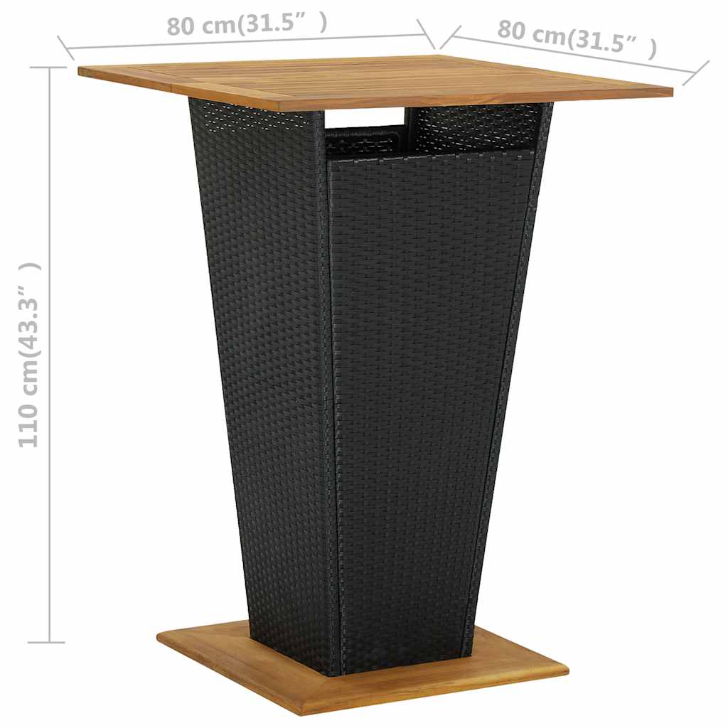 9-delige Tuinbarset met kussens poly rattan zwart – afbeelding 12