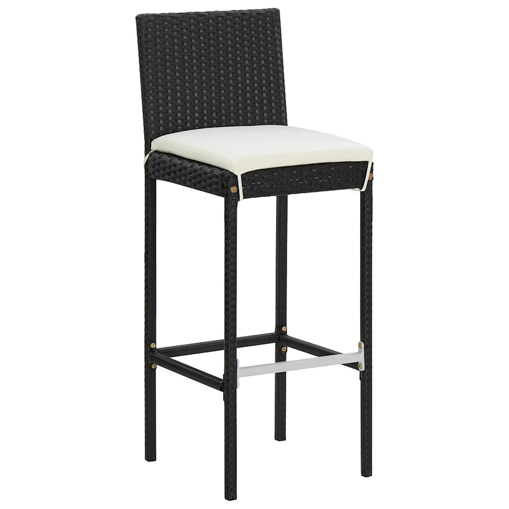 9-delige Tuinbarset met kussens poly rattan zwart – afbeelding 8