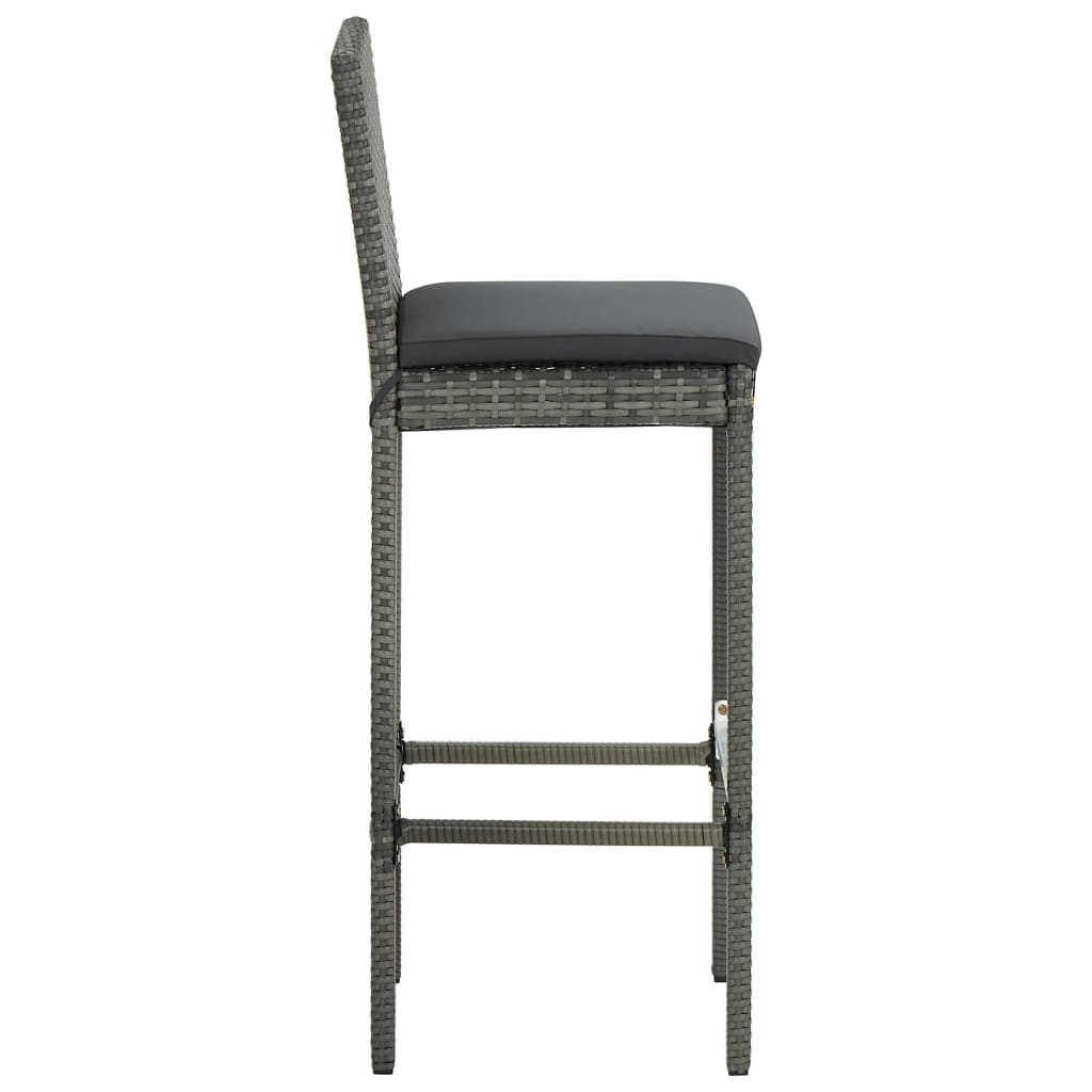 9-delige Tuinbarset met kussens poly rattan grijs – afbeelding 10