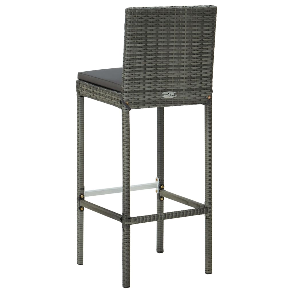 9-delige Tuinbarset met kussens poly rattan grijs – afbeelding 11