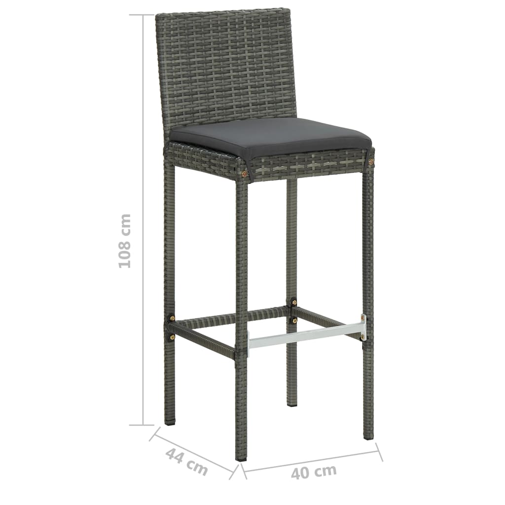 9-delige Tuinbarset met kussens poly rattan grijs – afbeelding 12