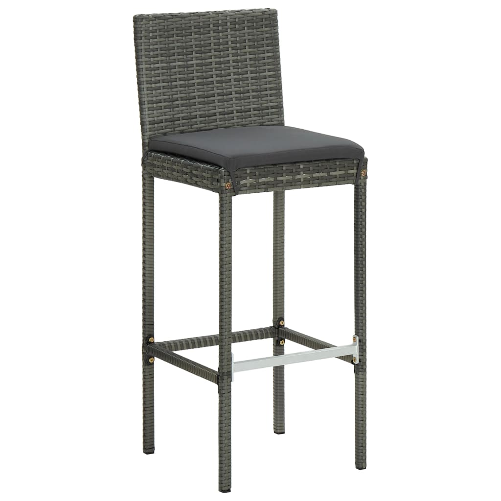 9-delige Tuinbarset met kussens poly rattan grijs – afbeelding 8
