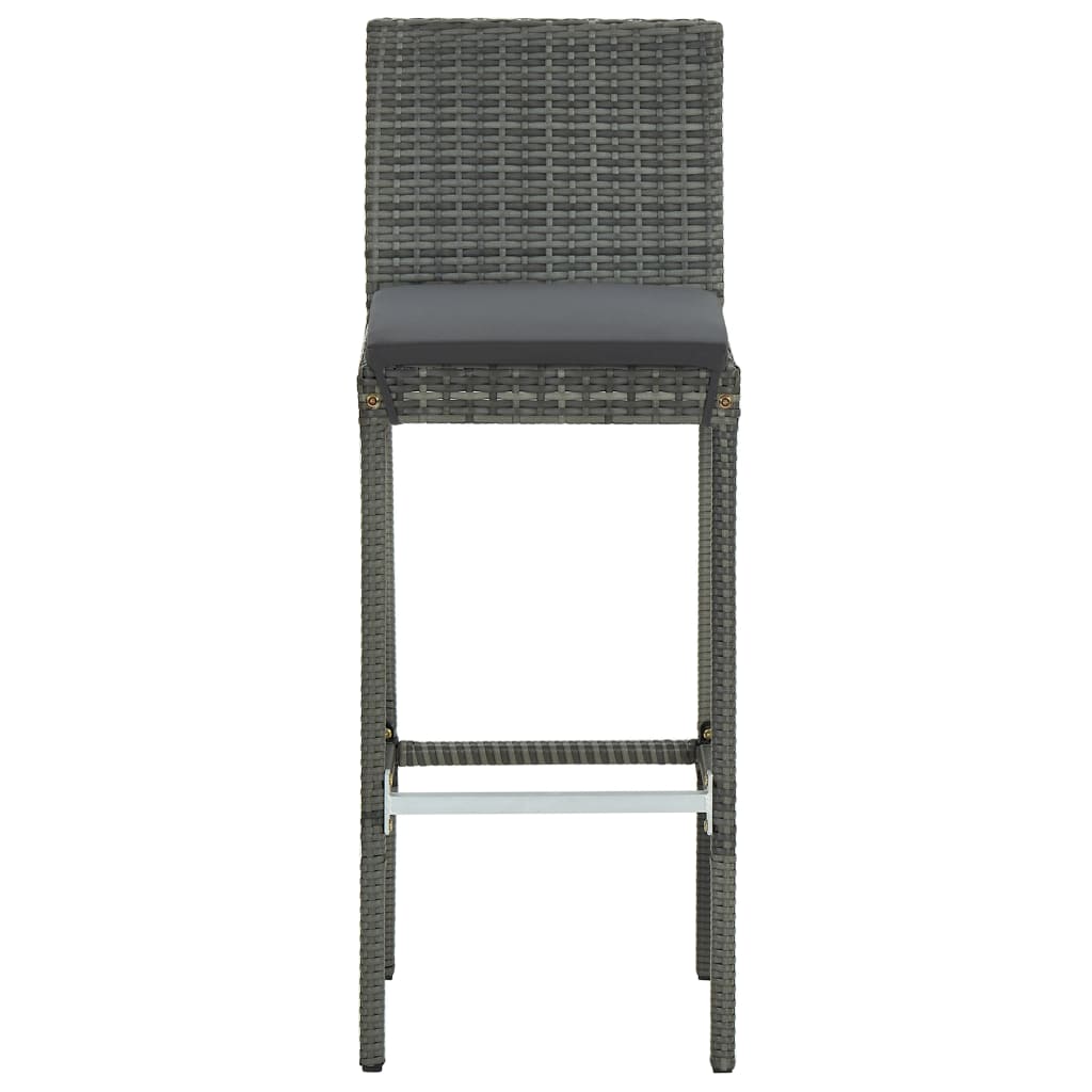 9-delige Tuinbarset met kussens poly rattan grijs – afbeelding 9