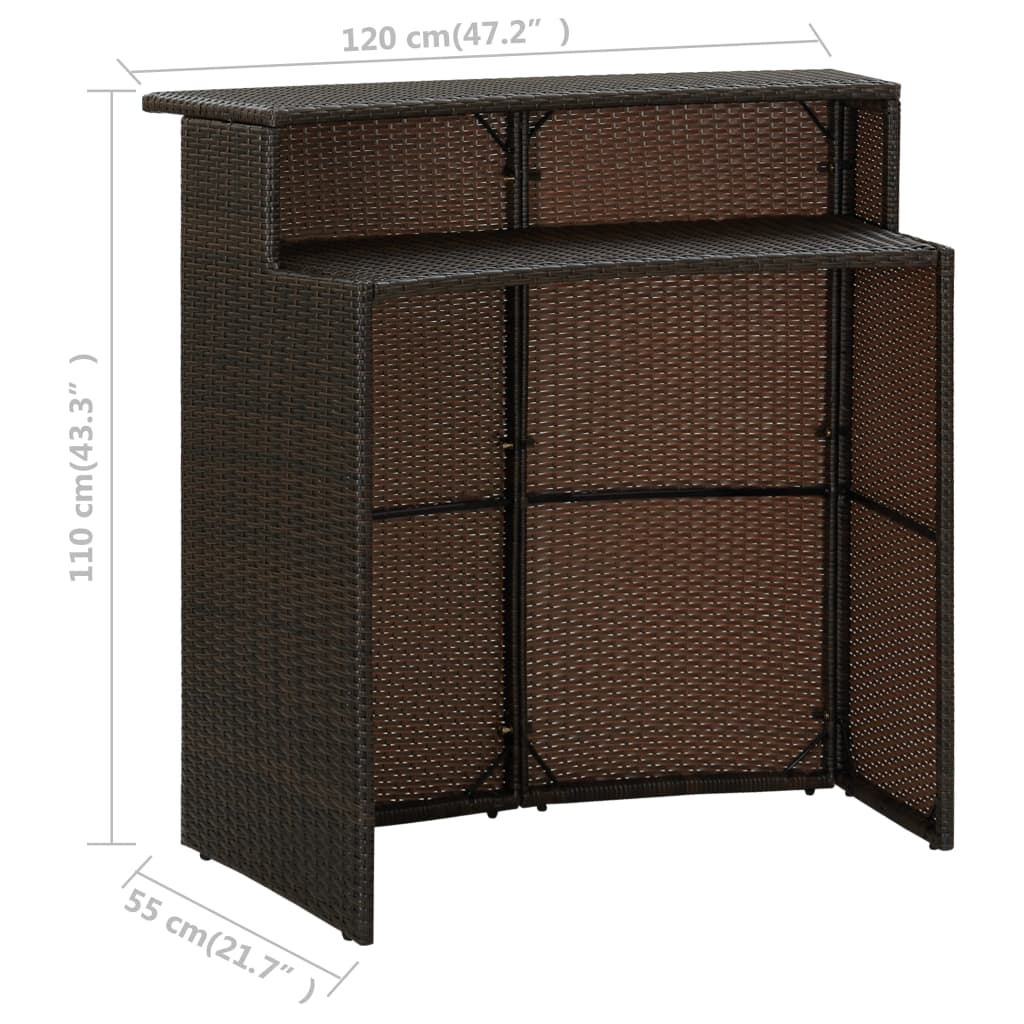 3-delige Tuinbarset met kussens bruin – afbeelding 8